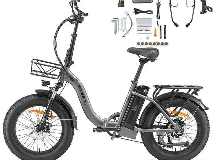 SINOHON - Vélo Électrique Pliable - Roues 20" - Moteur 750W 45km/h - Batterie 48V 15Ah -Maxi Autonomie 50-70km (Mode ASSIST) - Gris