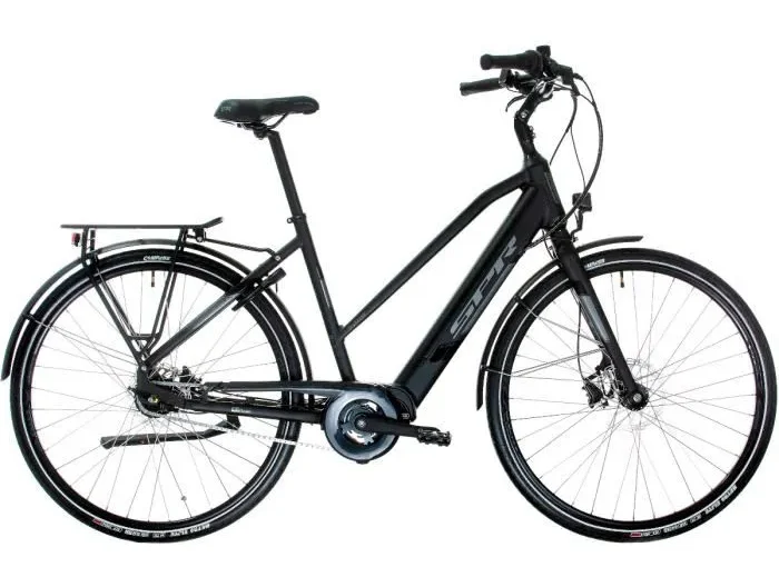 SPR E-CITY COMO PLUS LADY, 28"x480, DT INTEGR. BATTERY, NEXUS 7 Vitesses, Cadre Noir-Gris