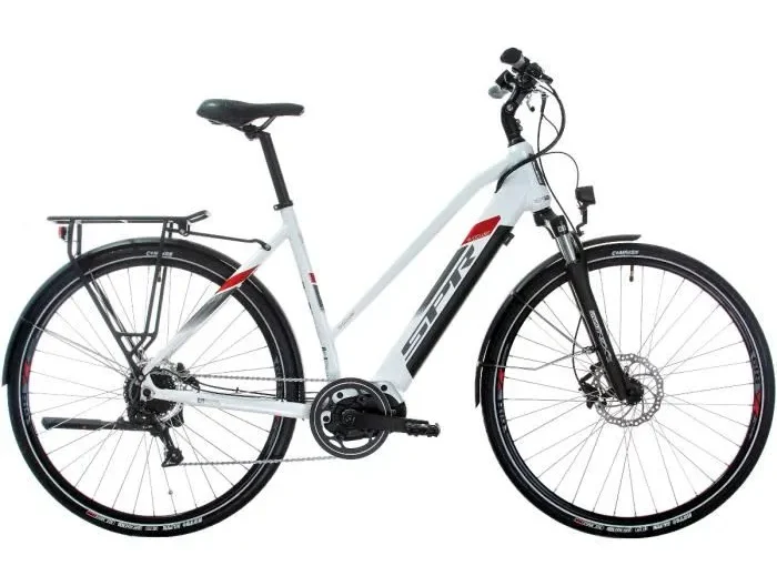 SPR E-TREKKING FASTER LADY, 28"x533, CENTER MOTOR, DT INTEGR. BATTERY, 9 Vitesses, Cadre Blanc-Red