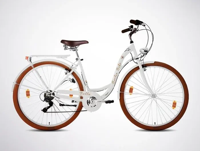 Velo de ville - BERLIN BIKE Bella - 28"X1.75" - blanc avec fleurs