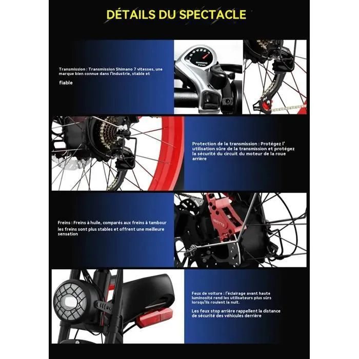 velo electrique Adulte N26 - Moteur 1500W (2*750W)- Samsung batterie 48V 20Ah - SHIMANO 7 vitesses -Assistance 120KM - VAE homme – Image 5