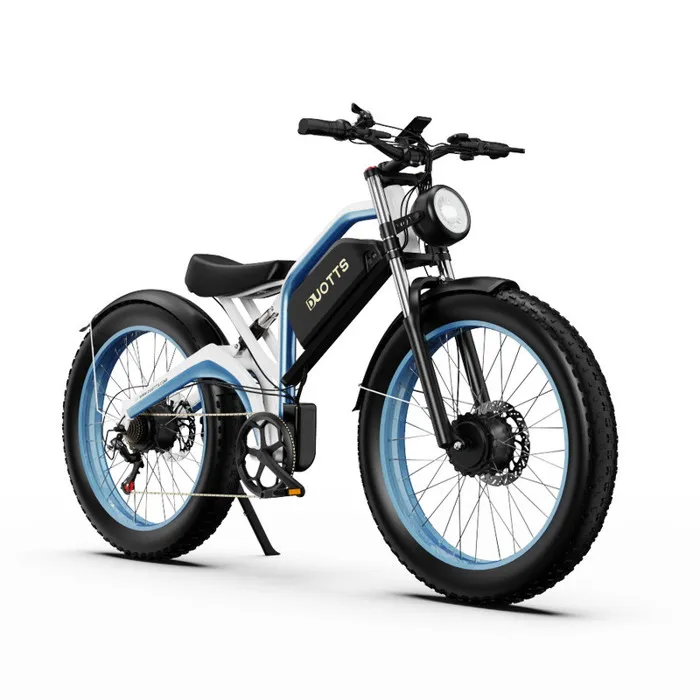 Vélo électrique DUOTTS N26 2*750W SAMSUNG Batterie 48V20Ah E-BIKE Tout Terrain de 26"*4.0 Shimano 7 Vitesse, Tout-Suspendu Bleu