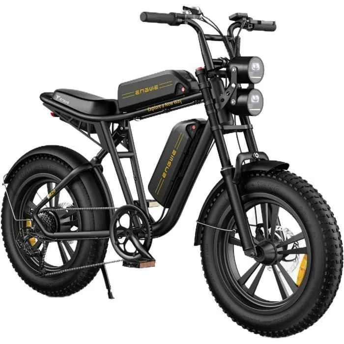 velo electrique ENGWE M20 Autonomie 80-150km Batterie 48V26Ah Moteur 250W tout suspendu Pneus 20 pouces VTT Fat bike Noir – Image 2