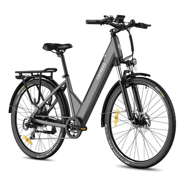 velo electrique Fafrees F28 Pro 27.5 pouces Autonomie 65km Amortisseur avant Freins à disque Batterie 36V14,5Ah Gris – Image 3
