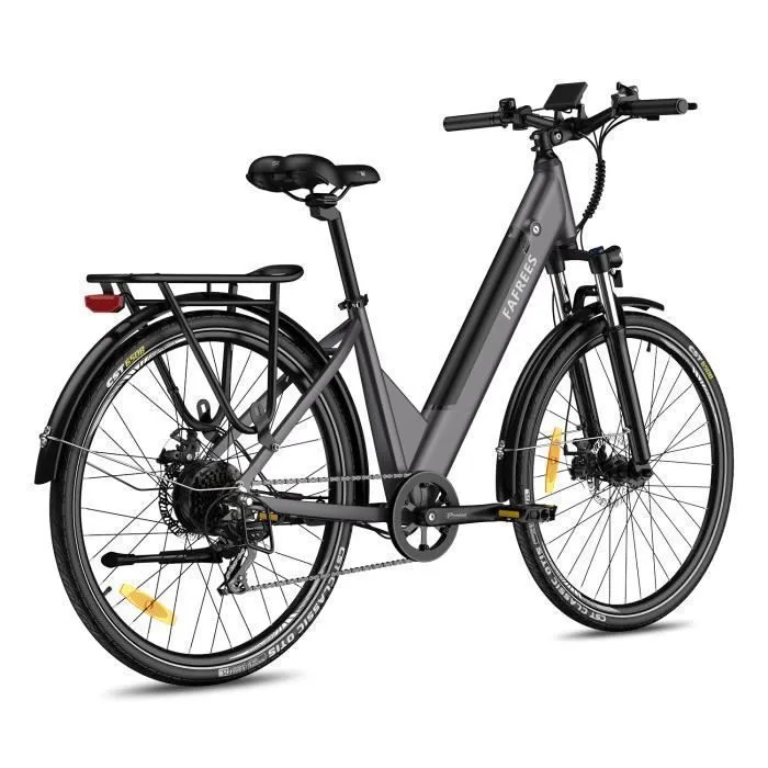 velo electrique Fafrees F28 Pro 27.5 pouces Autonomie 65km Amortisseur avant Freins à disque Batterie 36V14,5Ah Gris – Image 4