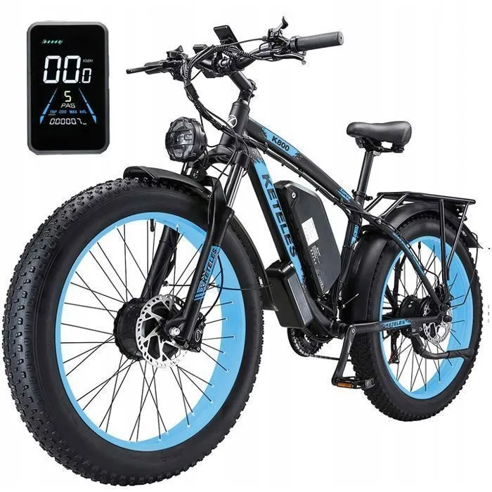 velo electrique keteles K800 Moteur 2000W(2*1000W) - batterie 48V 23Ah - Autonomie 100km avec pneus 20"*4.0 VTT homme