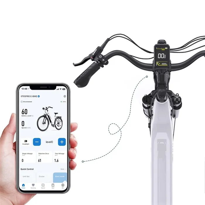Vélo électrique ONESPORT, Blanc, Moteur 250W, Application Bluetooth, 4 Vitesses, 40NM de Couple, 130KM d’autonomie en Mode Assistée – Image 2
