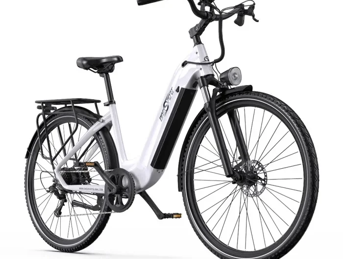 Vélo électrique ONESPORT, Blanc, Moteur 250W, Application Bluetooth, 4 Vitesses, 40NM de Couple, 130KM d’autonomie en Mode Assistée