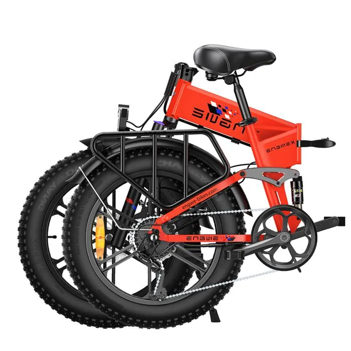 Velo electrique pliable ENGWE ENGINE X Autonomie 120km 42km/h Tout suspendu Batterie 48V13Ah Pneus 20 pouces VTT Fat bike Rouge – Image 2