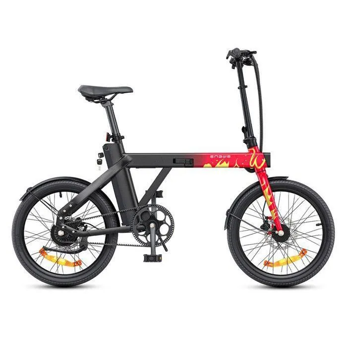 velo electrique pliable ENGWE P20 20 pouces vélo de ville Autonomie 100km Moteur 350W 32km/h Frein à disque Batterie 36V9.6Ah rouge – Image 2