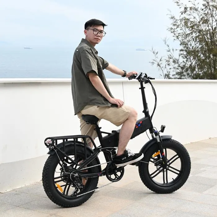Velo electrique pliable ENGWE ENGINE X Autonomie 120km 42km/h Tout suspendu Batterie 48V13Ah Pneus 20 pouces VTT Fat bike Noir – Image 5