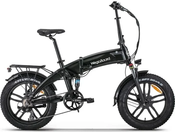 Vélo Électrique Pliable - Wegoboard - SuperBike Plus Noir - 20 pouces * 4.0 - 7 vitesses Batterie 36V 10,4 Ah - Autonomie 60 km