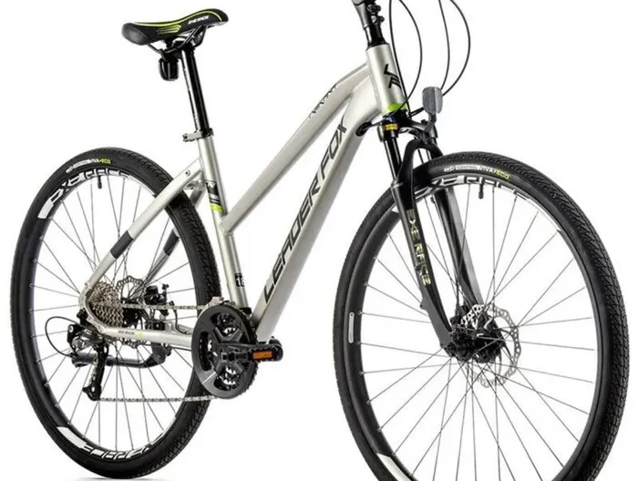 Vélo électrique VTC 28 musculaire femme Leader Fox Toscana 2022 18" 9V - argent - 190/178 cm