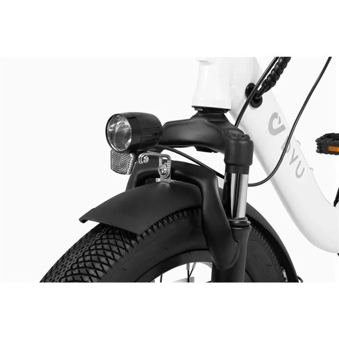 Vélo électrique DYU C9, Blanc, Vélo Pliant, Moteur 250W, Batterie 48v15.6ah, Frein à huile, Autonomie 150KM en mode PA – Image 6