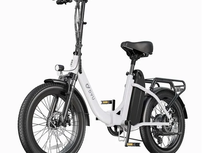 Vélo électrique DYU C9, Blanc, Vélo Pliant, Moteur 250W, Batterie 48v15.6ah, Frein à huile, Autonomie 150KM en mode PA