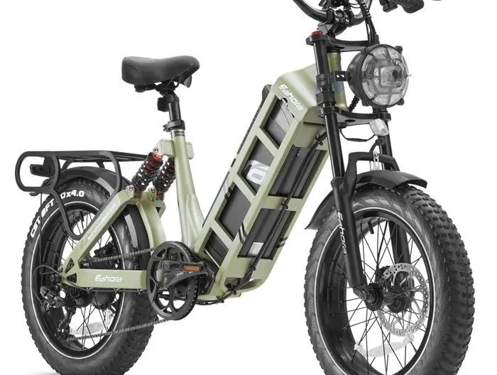 Vélo électrique EAHORA JULIET, Vert, Moteur 1000W, Batterie 48V60AH, Suspension Complète