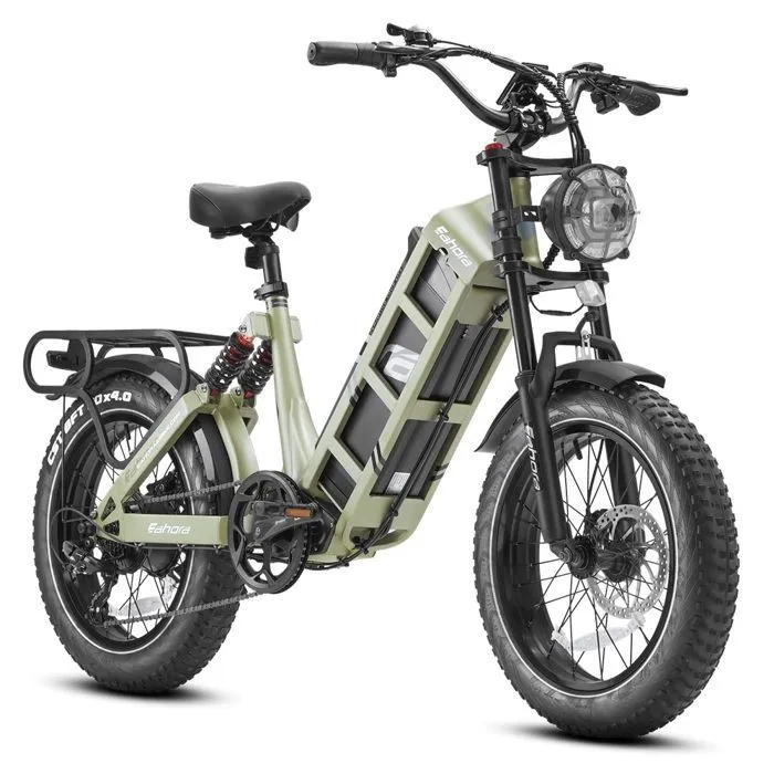Vélo électrique EAHORA JULIET, Vert, Moteur 1000W, Batterie 48V60AH, Suspension Complète