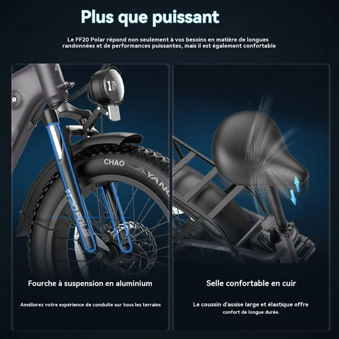 vélo électrique FAFREES FF20 - Moteur 500W - Autonomie 140km - Batterie amovible 48V 24Ah (2*12Ah) - Shimano 7 vitesses - VAE – Image 4