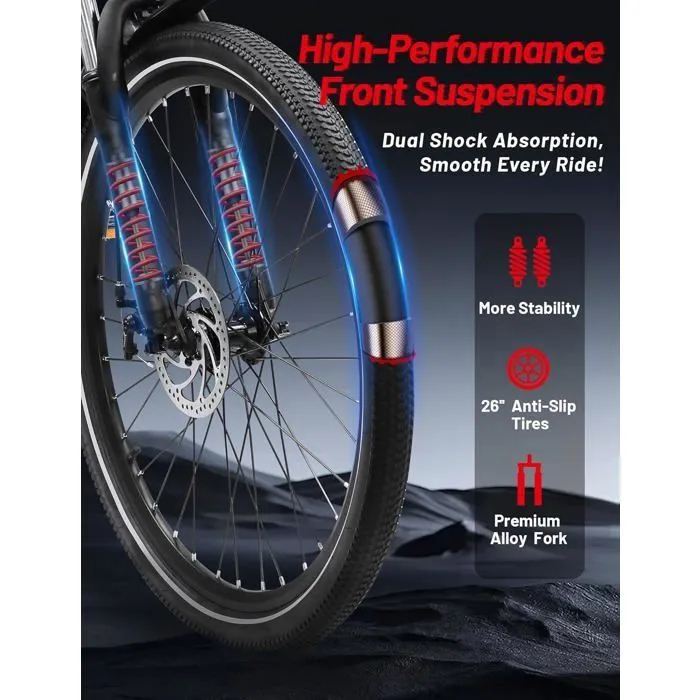 VÉLO ÉLECTRIQUE Femme/Homme BIGFLY BK15 80km 7 VITESSES EBIKE SHIMANON PL – Image 4