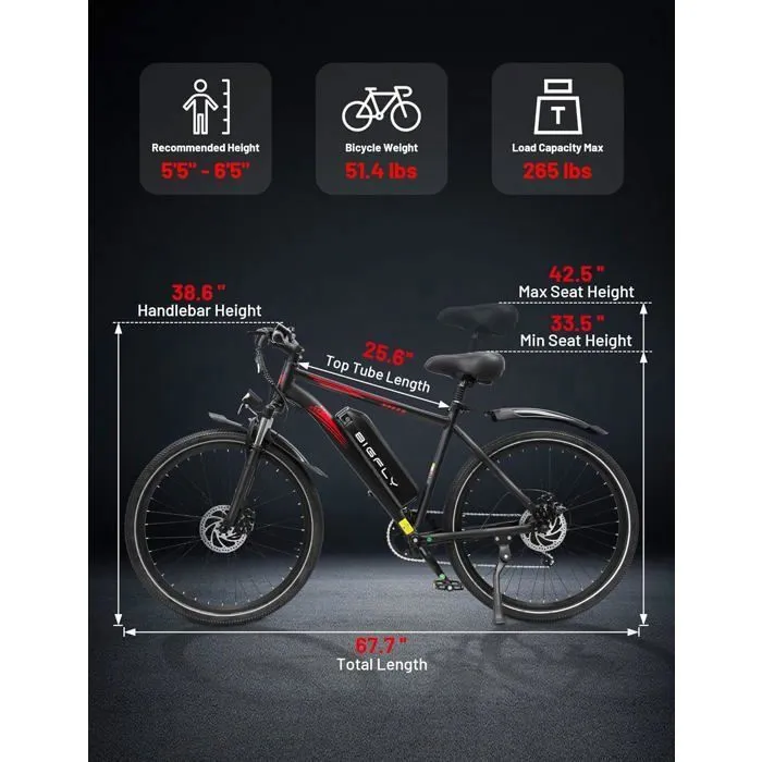 VÉLO ÉLECTRIQUE Femme/Homme BIGFLY BK15 80km 7 VITESSES EBIKE SHIMANON PL – Image 7