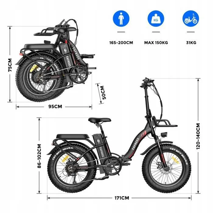 vélo électrique Pliable FAFREES F20 MAX- Moteur 500W - Autonomie 120km - SAMSUNG Batterie 22.5Ah- Shimano 7 vitesses - Homme VAE – Image 6