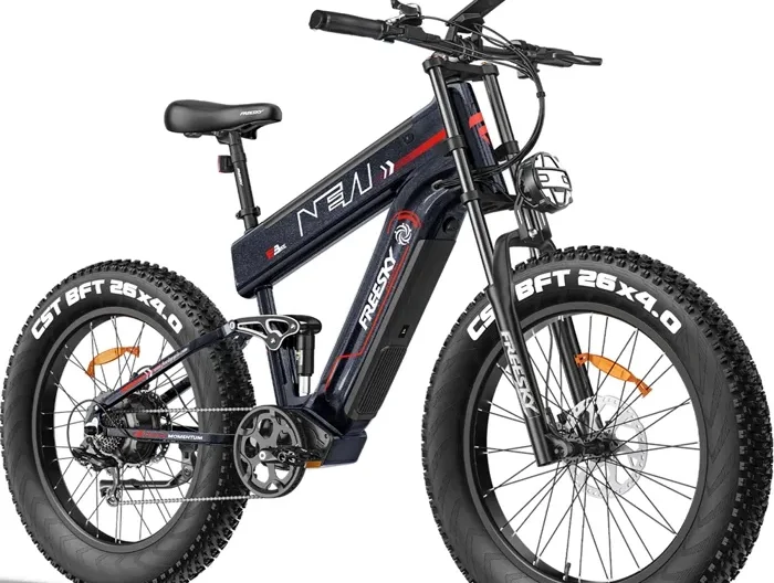 Vélo électrique tout-terrain Freesky M520 26 pouces, moteur 1200 W, batterie 41 Ah, 60 km/h, 7 vitesses, noir
