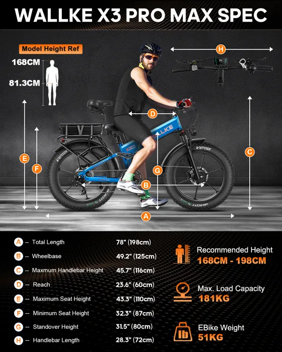 Vélo électrique Wallke X3 PRO MAX 1500W double moteur 48V 44AH batterie Samsung 26 pouces VTT Fat Bike Shimano 7 vitesses-Gris – Image 6