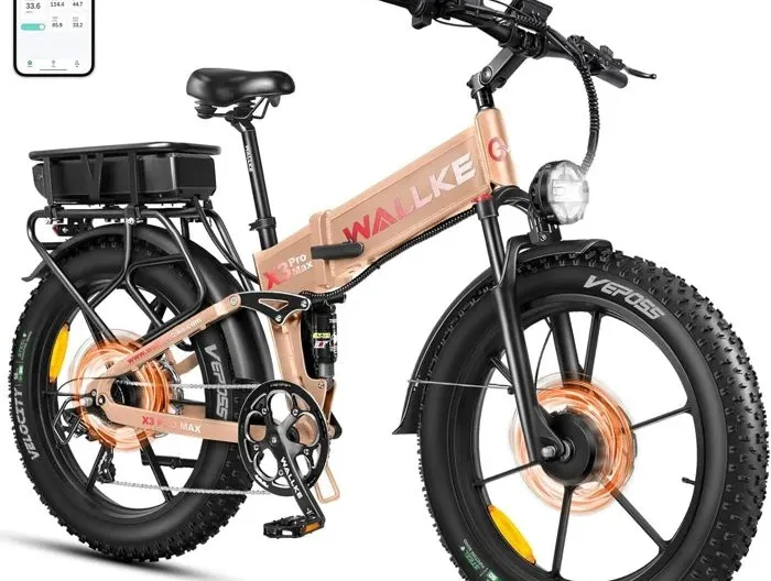 Vélo électrique Wallke X3 PRO MAX 1500W double moteur 48V 44AH batterie Samsung 26 pouces VTT Fat Bike Shimano 7 vitesses-Kaki