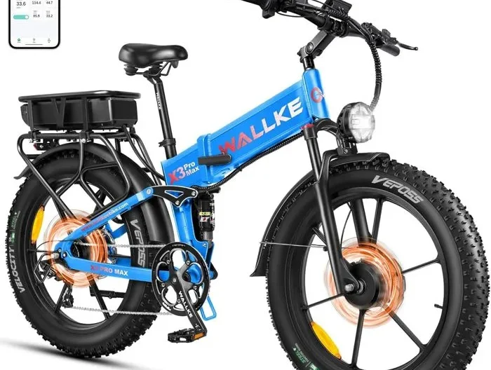 Vélo électrique Wallke X3 PRO MAX 1500W double moteur 48V 44AH batterie Samsung 26 pouces VTT Fat Bike Shimano 7 vitesses-Bleu